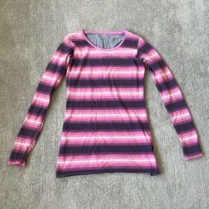 VGC Lululemon Double Up Long Sleeve - Modern Stripe Black Cherry - Approx Sz 4